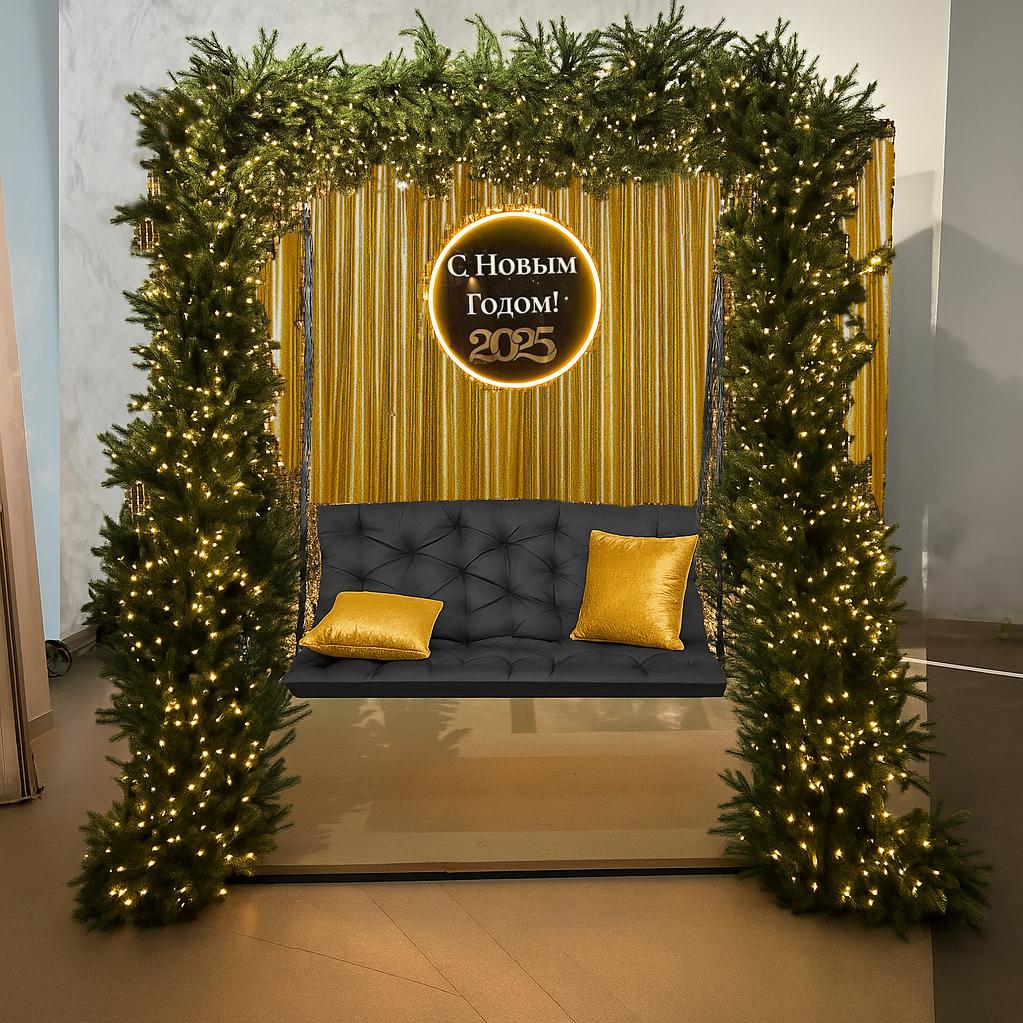 Новогодние качели с еловыми ветками (широкие)