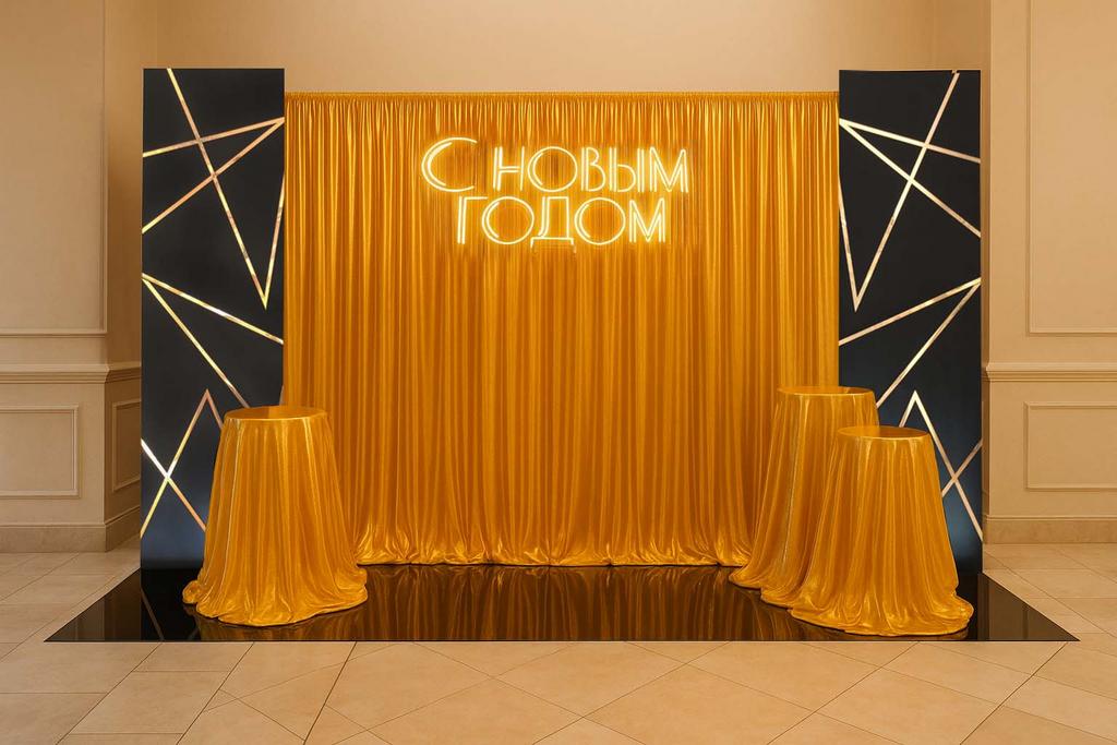 Фотозона в стиле "Гэтсби" черная с драпировкой