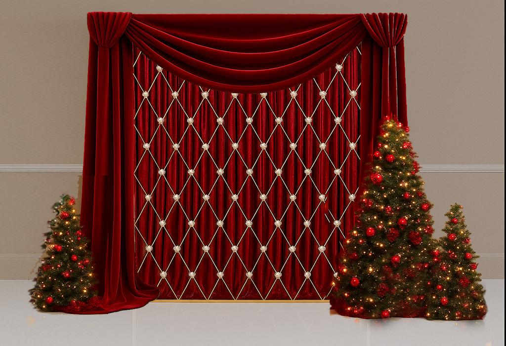 Новогодняя фотозона со свечами и тканью