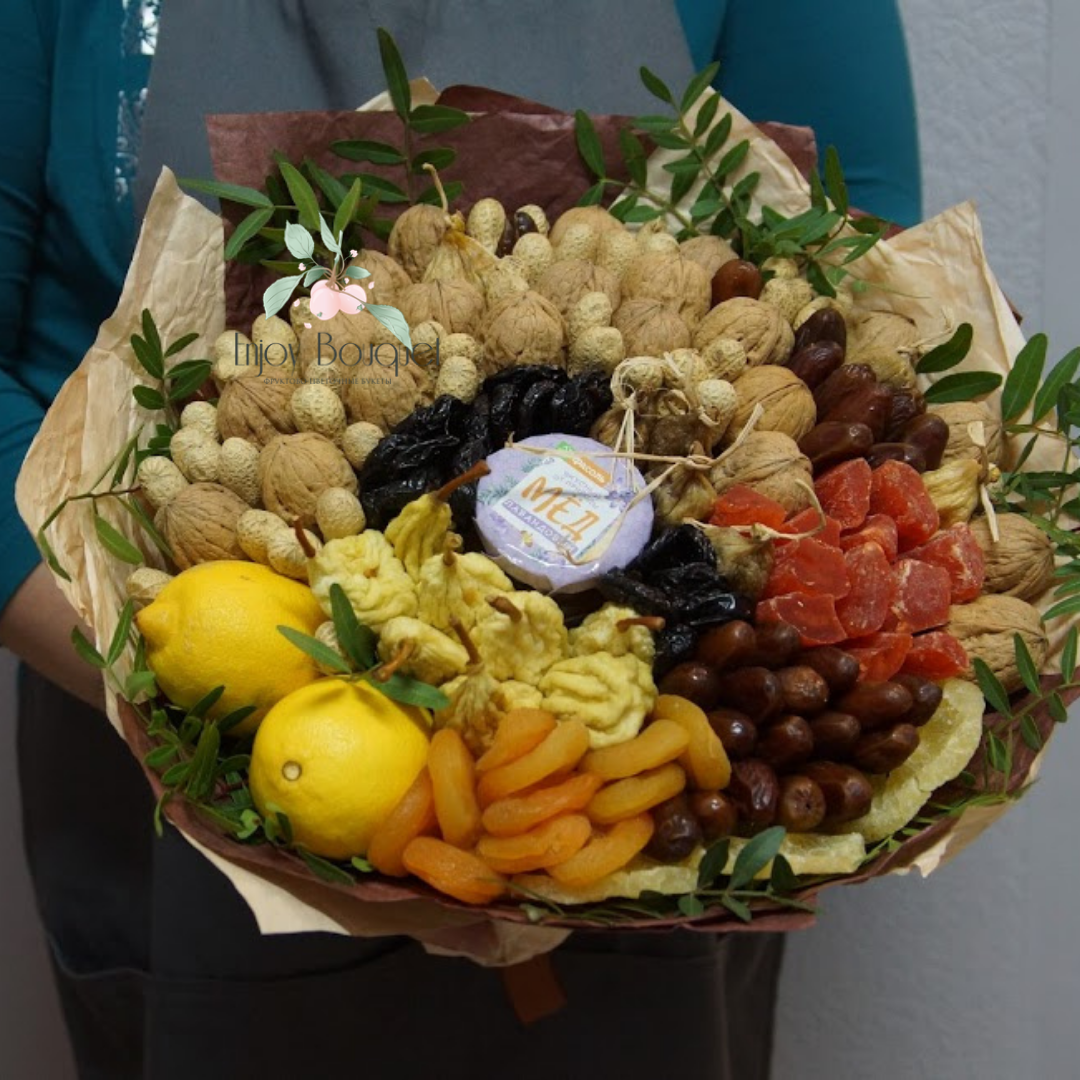 Букет из сухофруктов с вареньем "Долголетие", 35 см