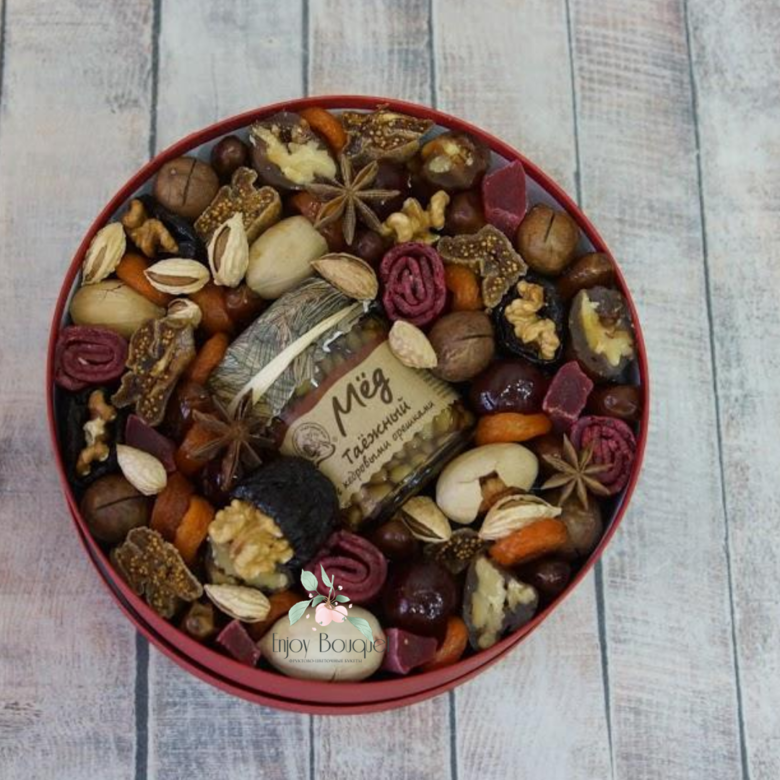 Подарочная коробочка с сухофруктами и медом "Десерт", 20 см