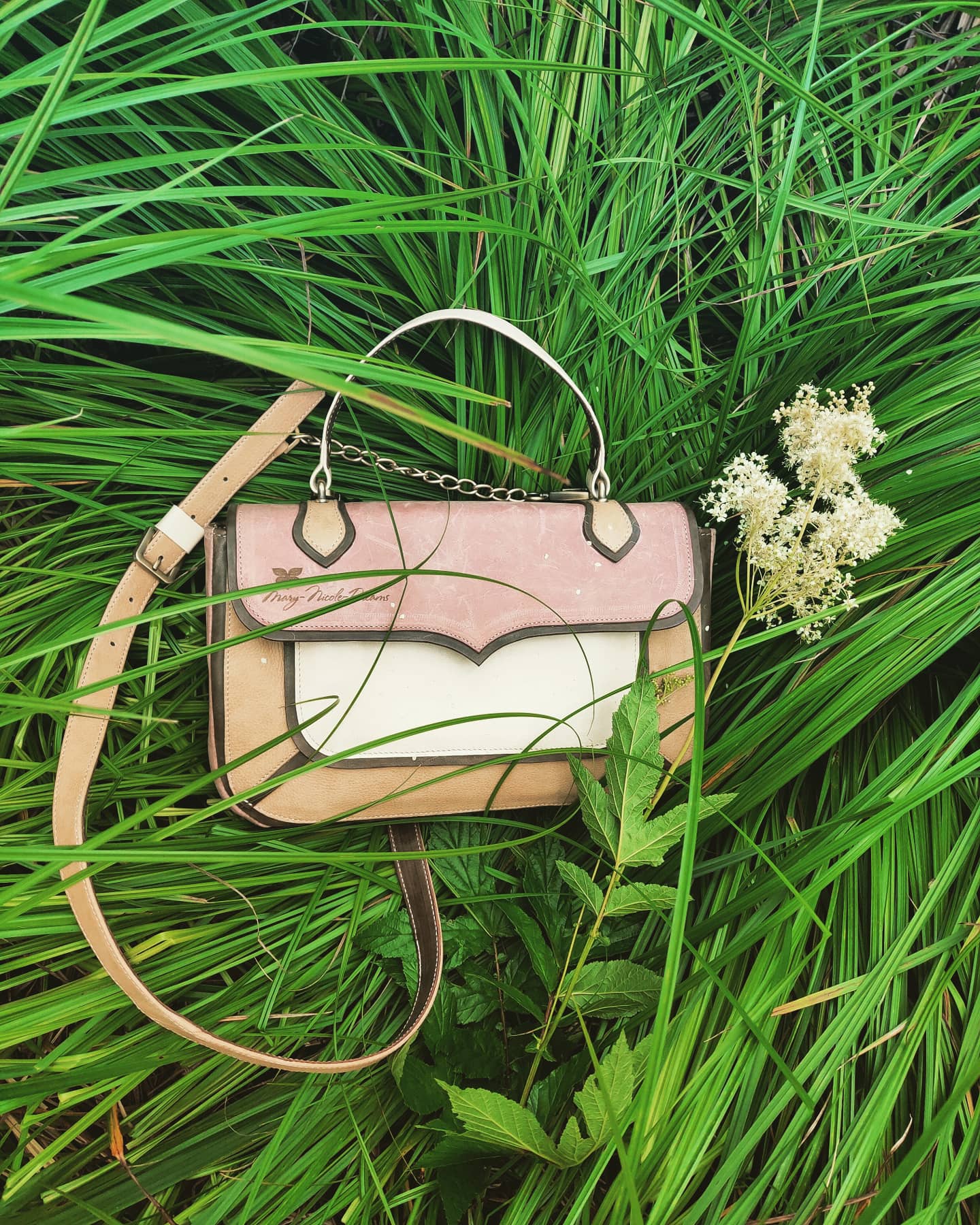 Сумка БРЮГГЕ охра + пыльно-лиловый + молочный + темный шоколад