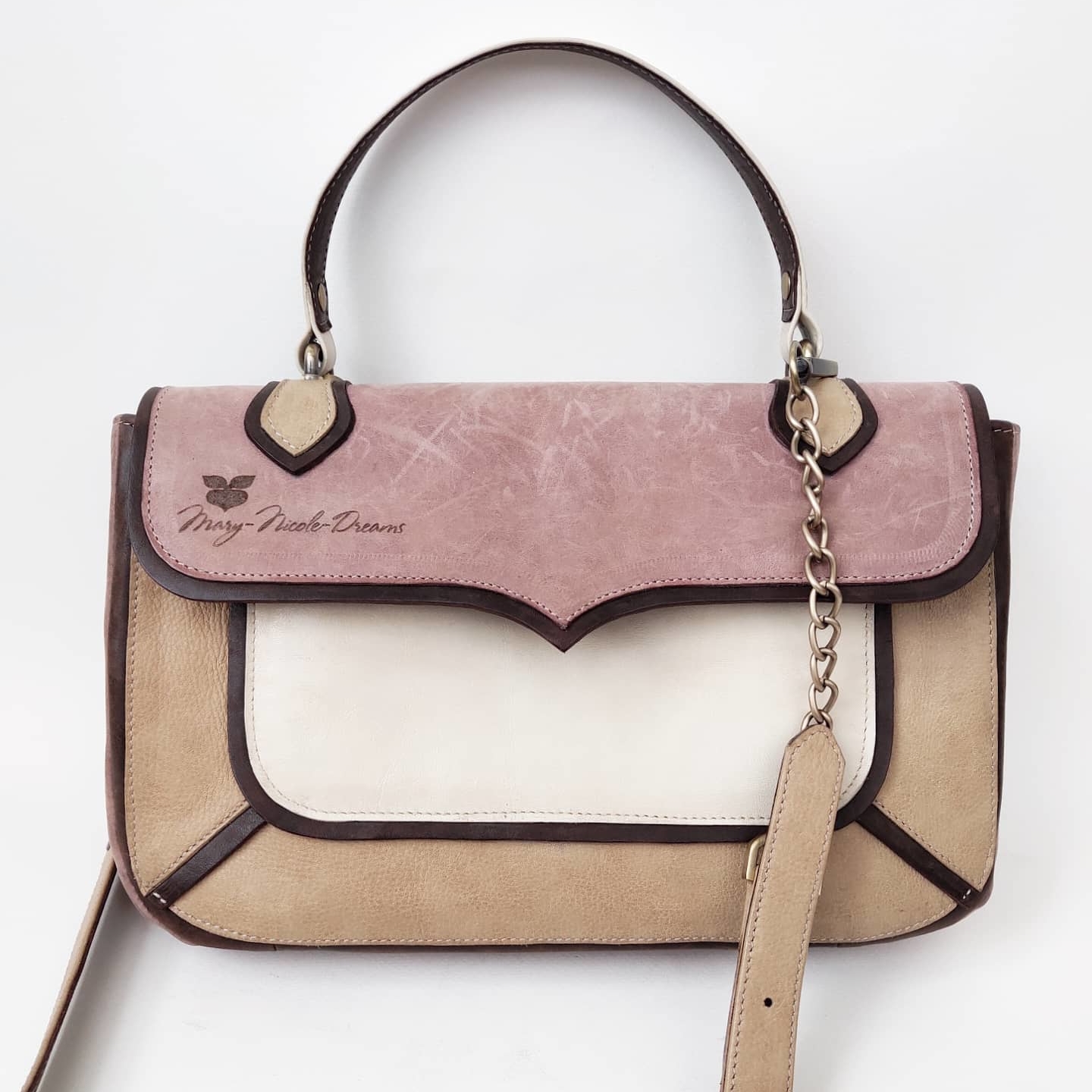 Сумка БРЮГГЕ охра + пыльно-лиловый + молочный + темный шоколад