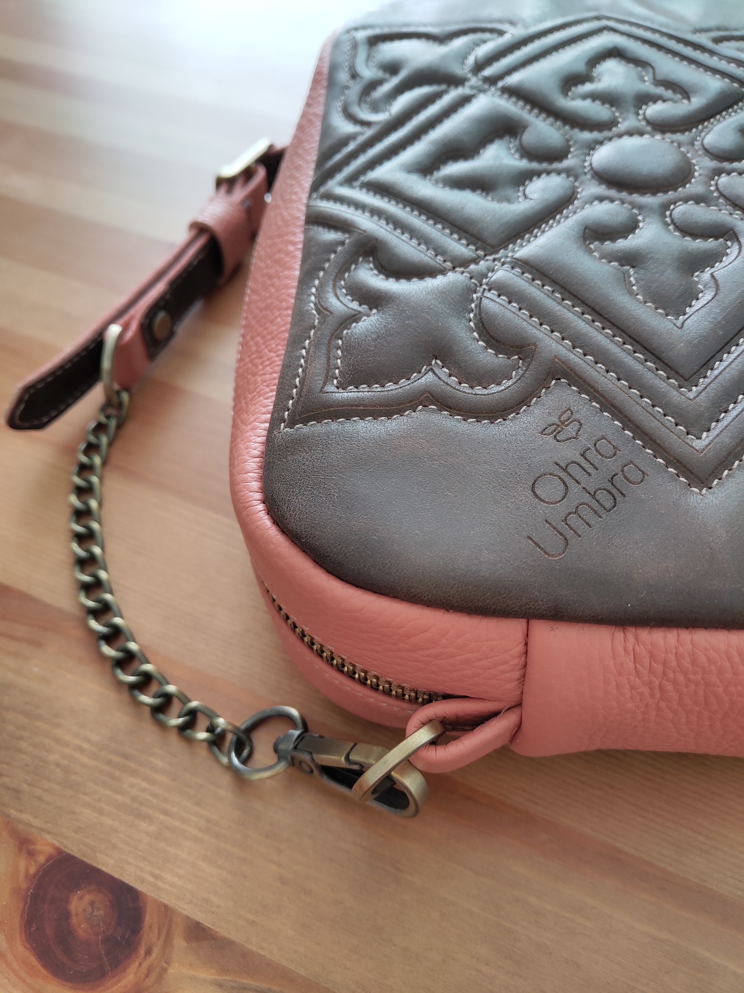 Сумка ТАРРАГОНА коралловый + темный шоколад