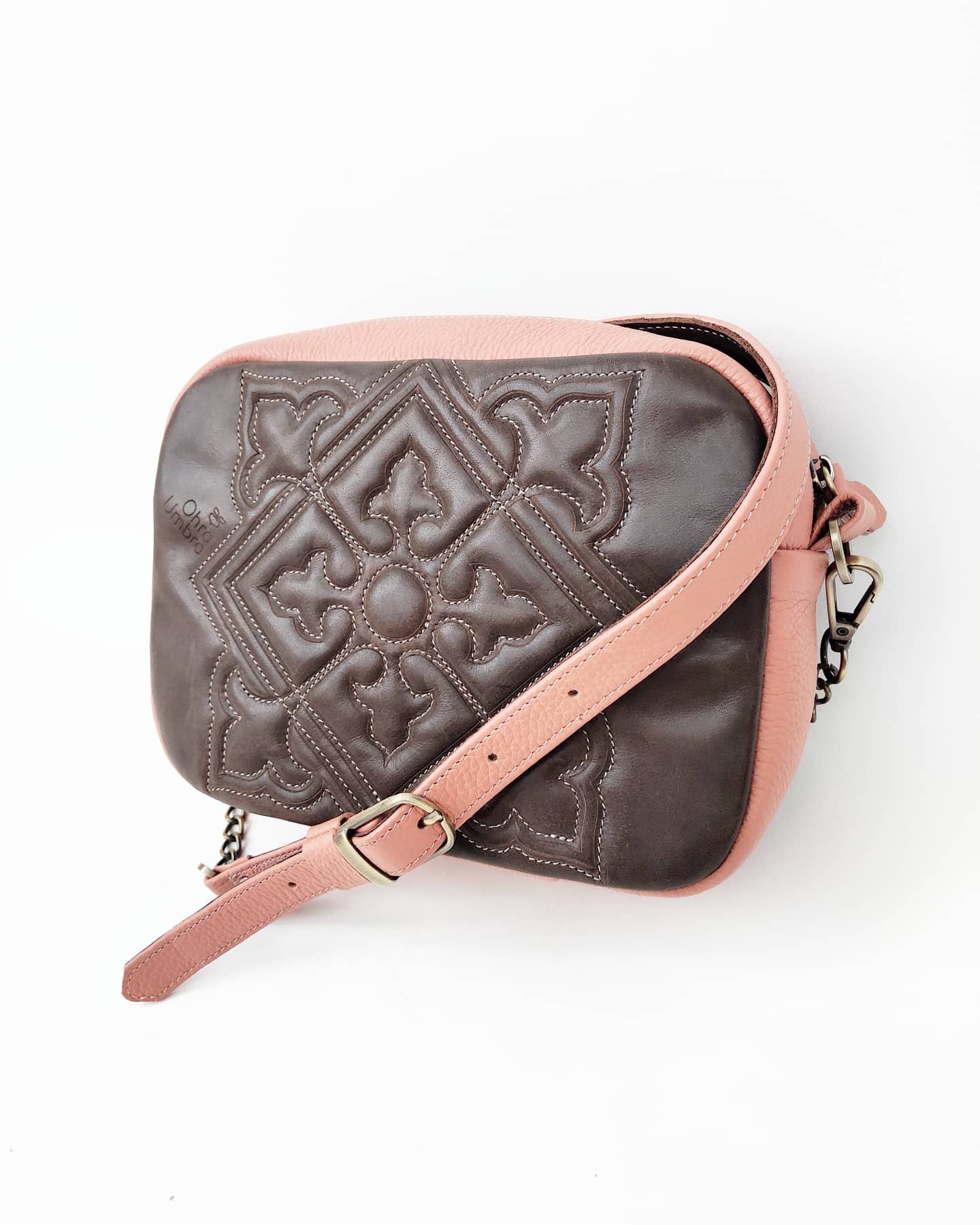 Сумка ТАРРАГОНА коралловый + темный шоколад