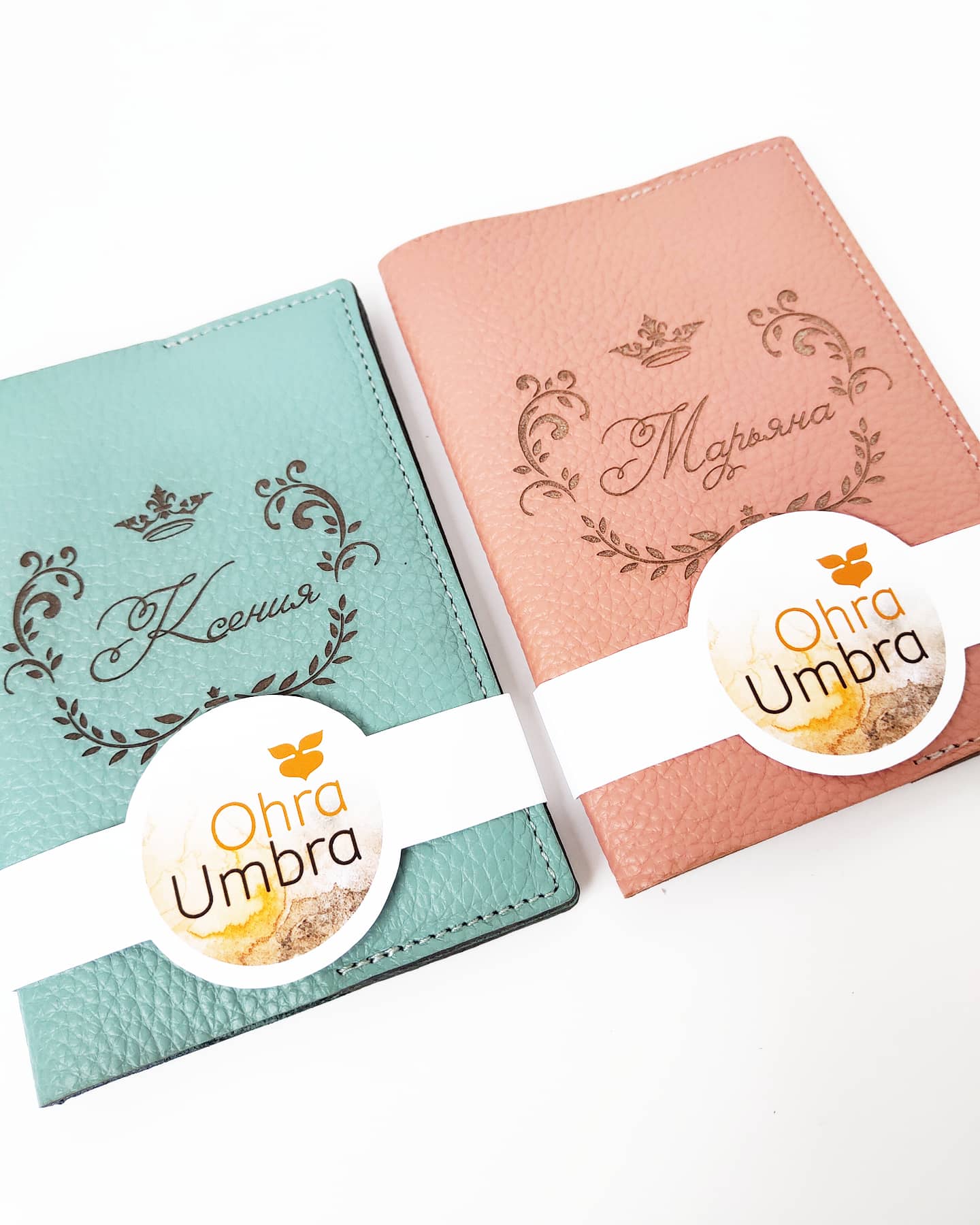 Обложки для паспорта ВЕНЗЕЛЬ пыльно-мятный и коралловый