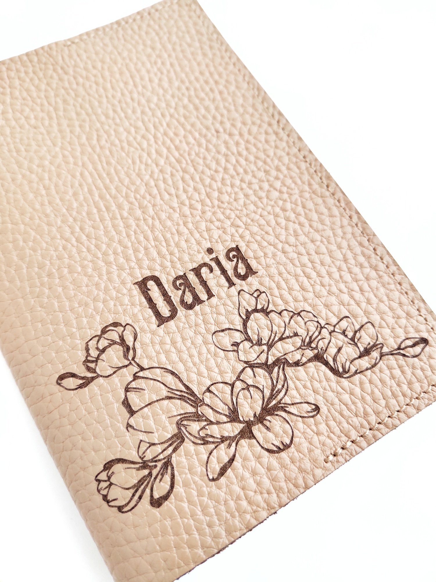 Обложка для паспорта ЦВЕТЫ бежевый