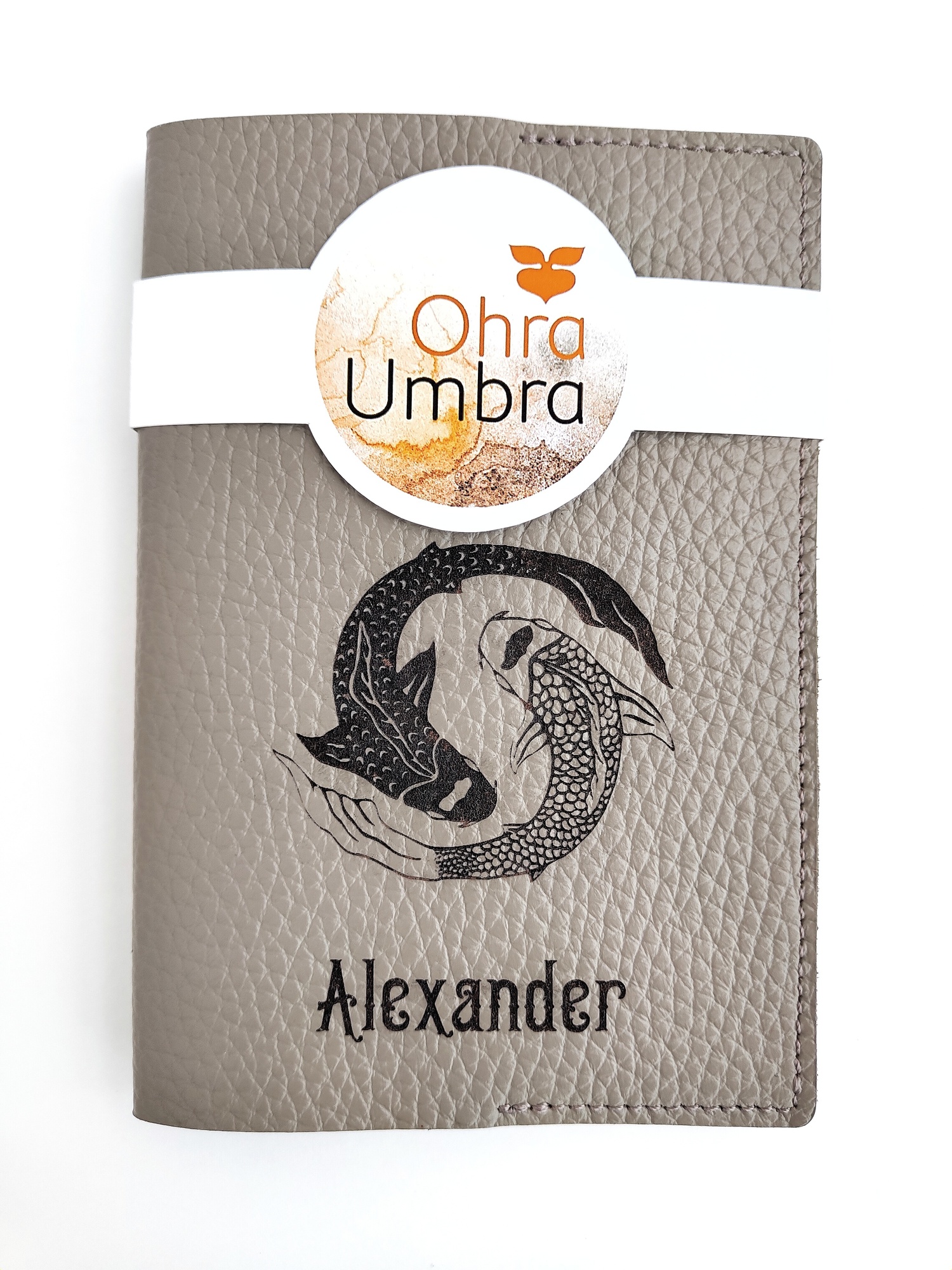 Обложка для паспорта РЫБЫ серый