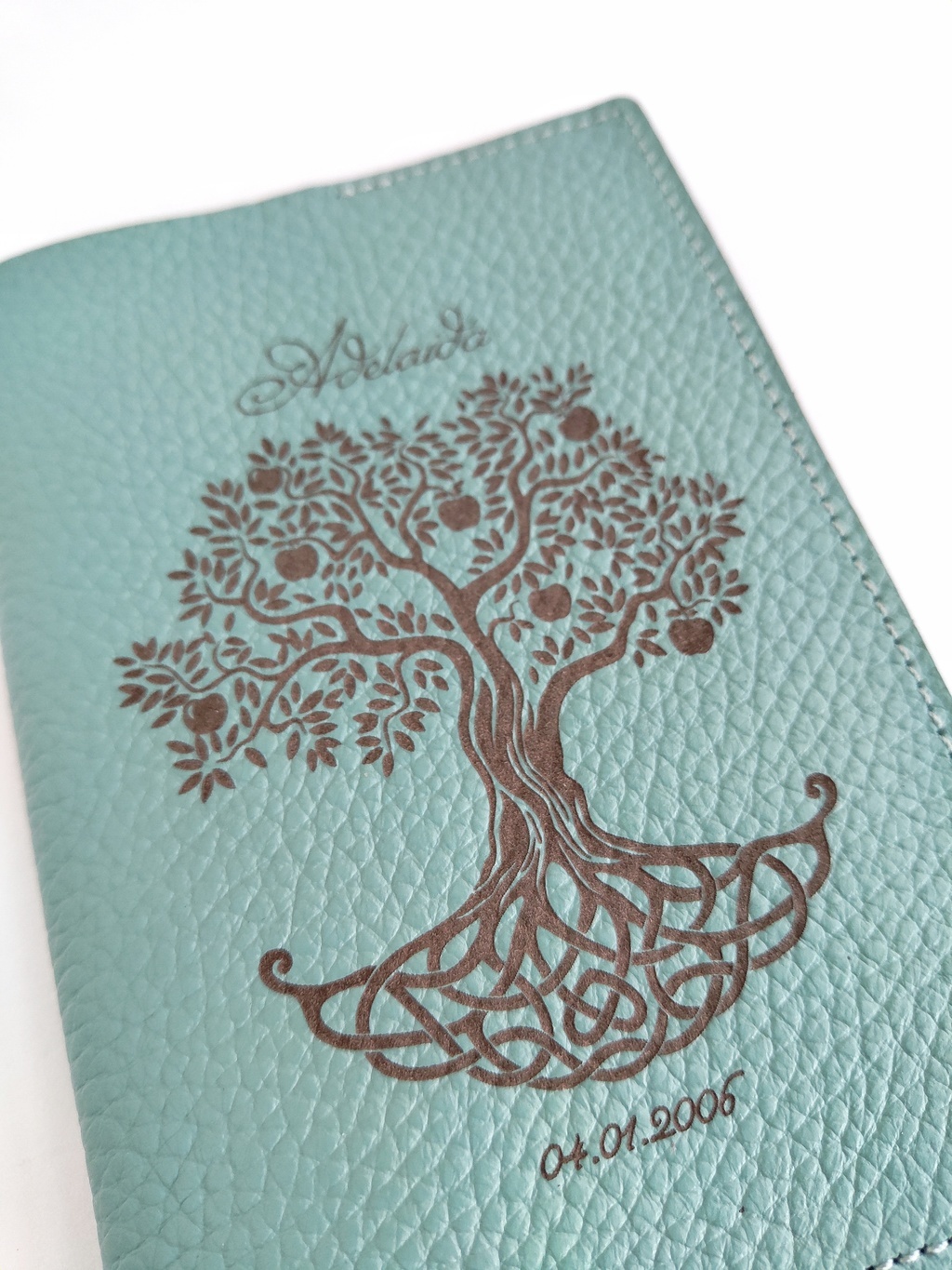 Обложка для паспорта ДРЕВО ЖИЗНИ пыльно-мятный