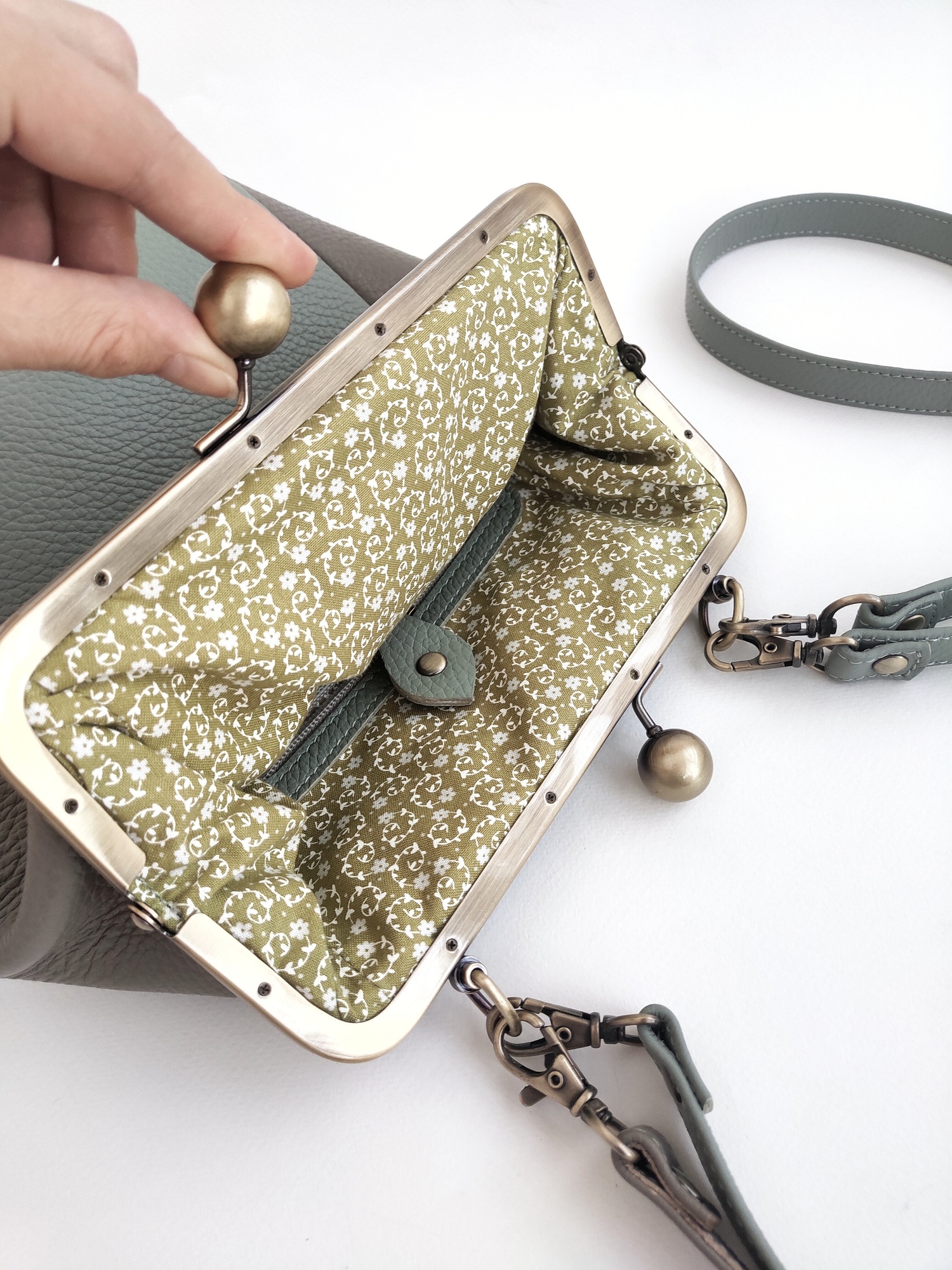 Сумка РОШЕ шалфей + серый слон