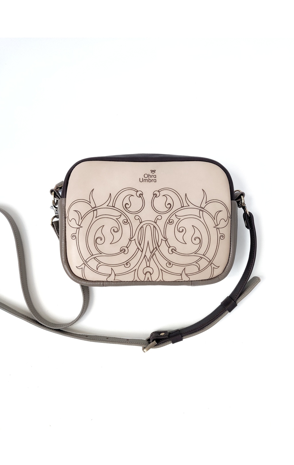 Сумка ФЛОРЕНЦИЯ бежевая пудра + капучино + темный шоколад + серый слон