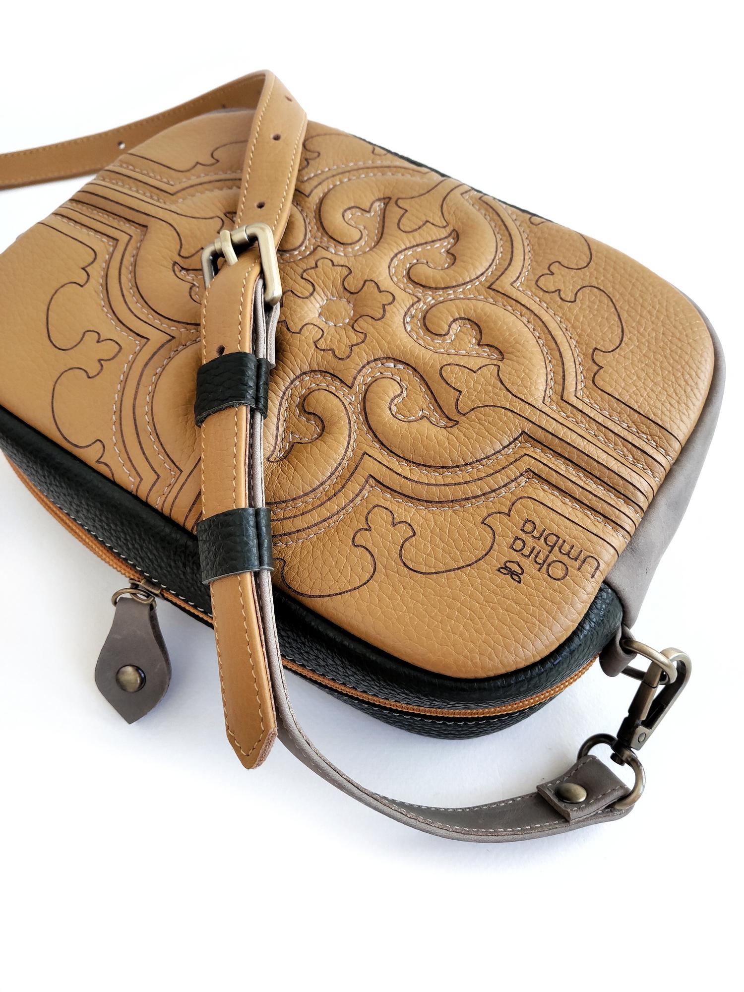 Сумка CЕВИЛЬЯ серый мрамор + горчица + пепельная оливка