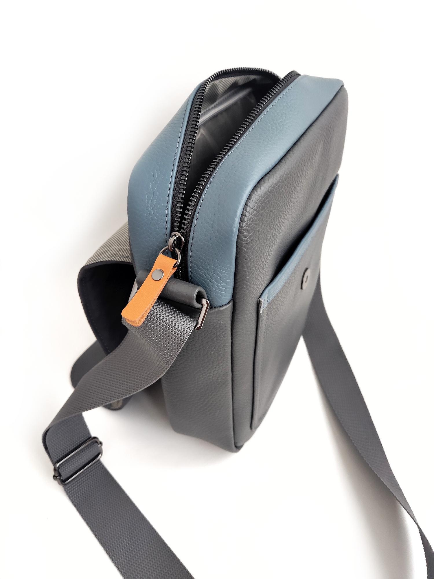 Сумка ПУСАН графит + пыльно-голубой + охра