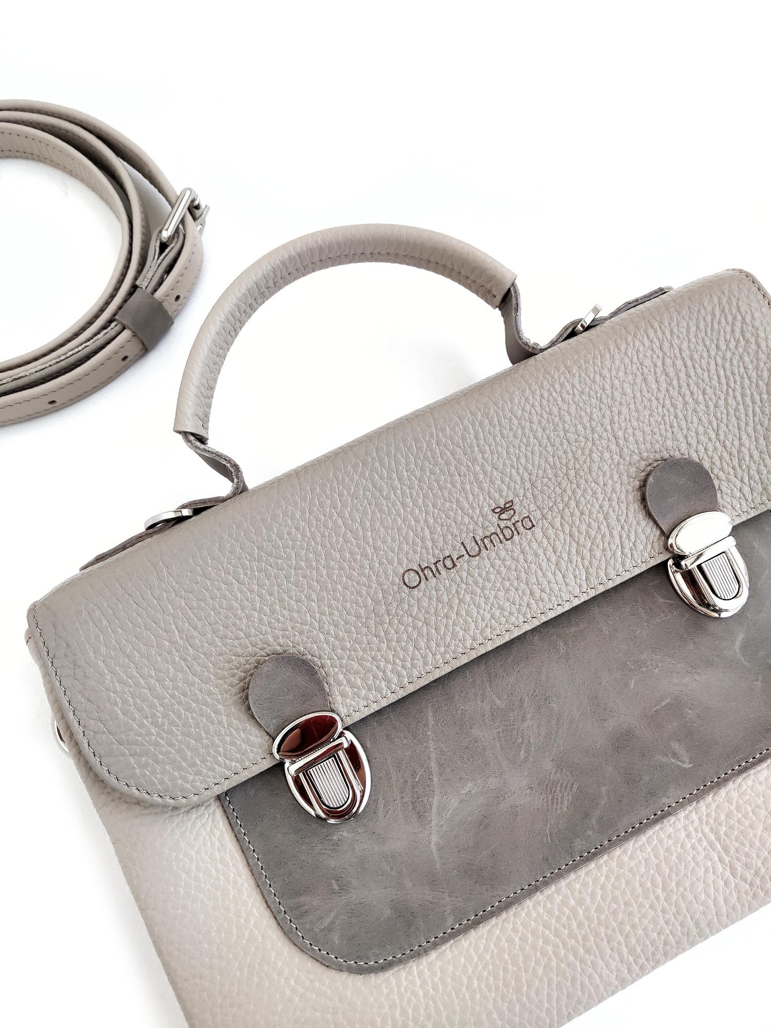 Сумка ДУБЛИН тофу + лён + серый мрамор