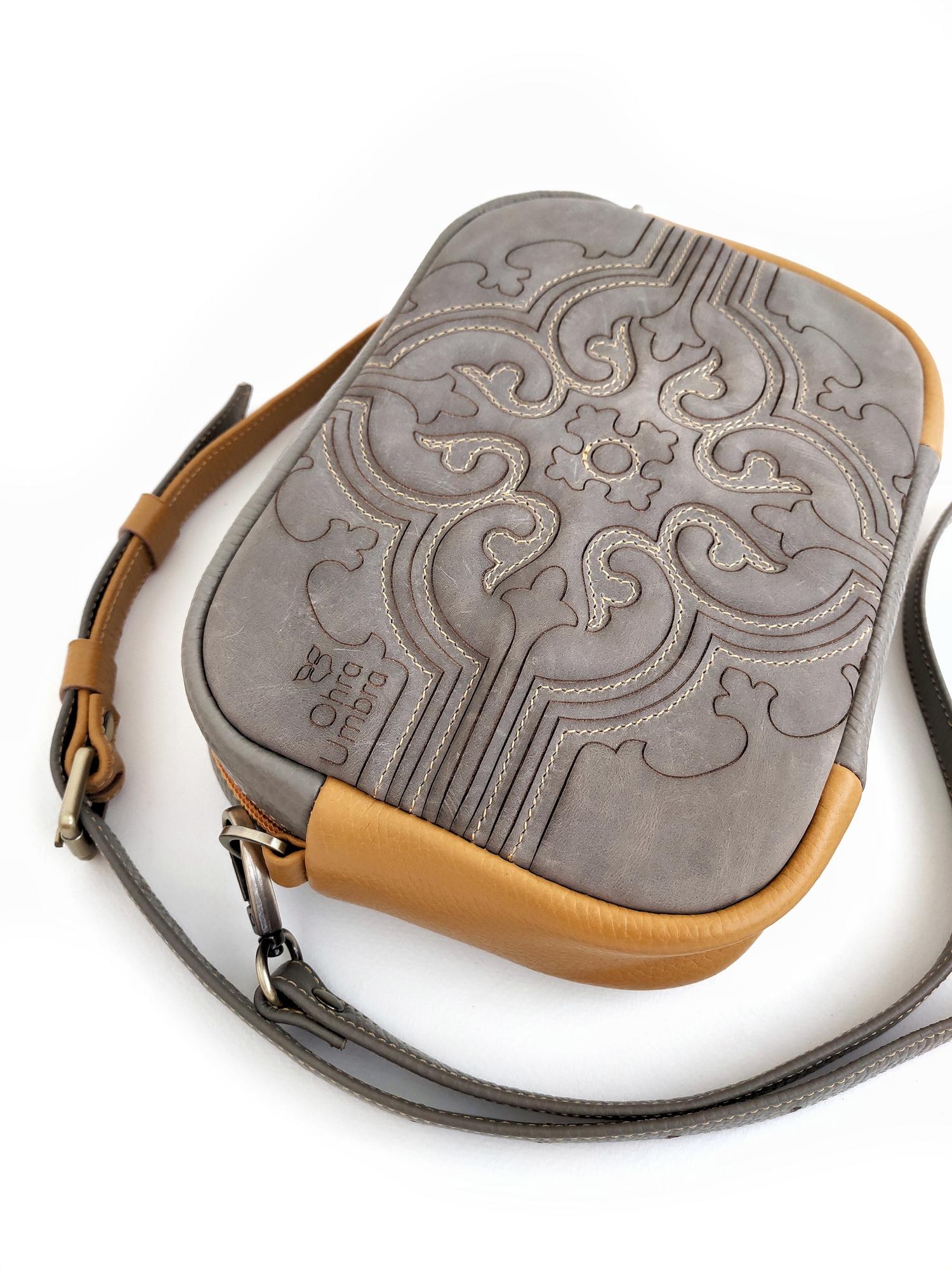 Сумка CЕВИЛЬЯ серый мрамор + серый слон + горчица