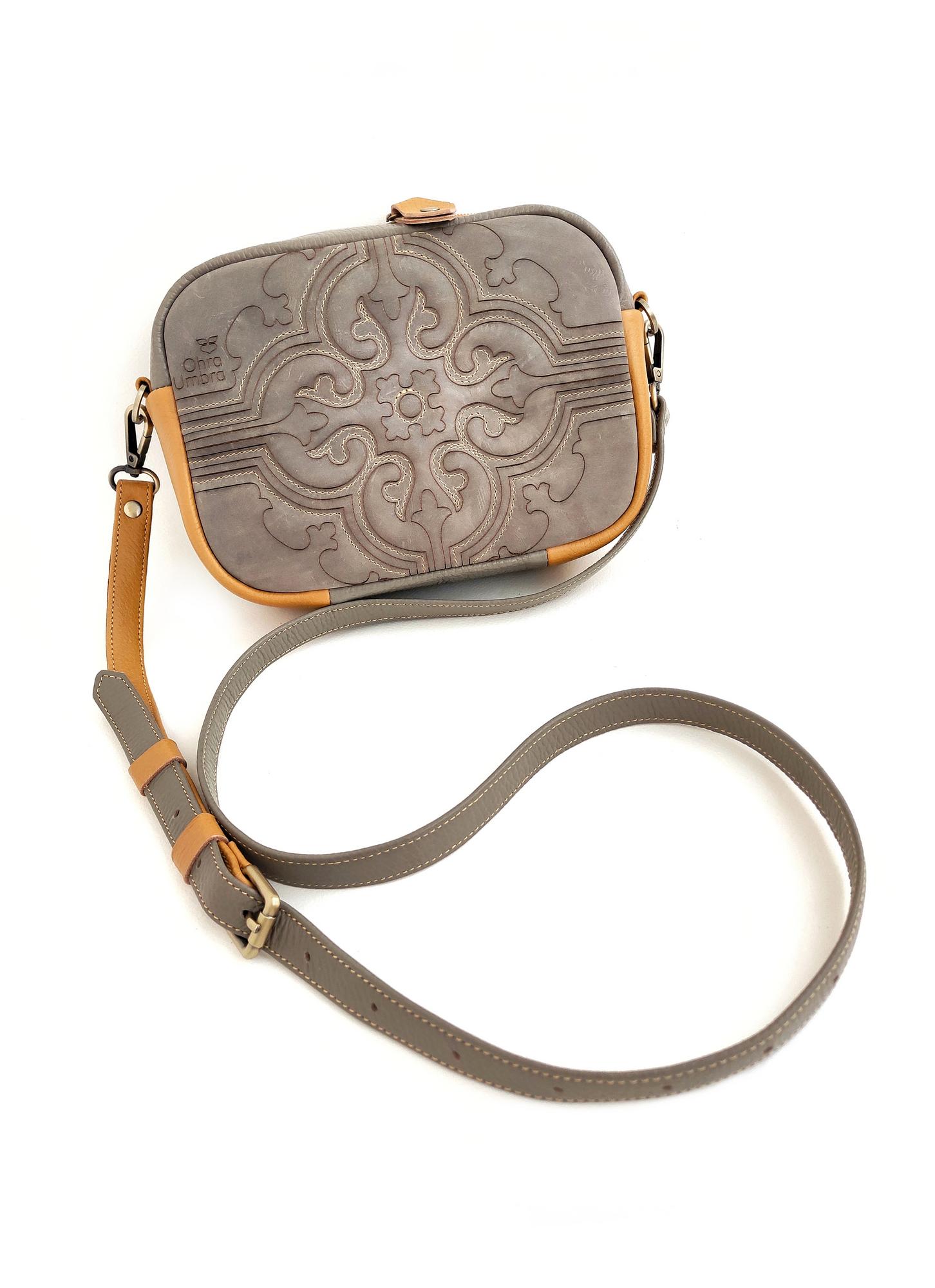 Сумка CЕВИЛЬЯ серый мрамор + серый слон + горчица