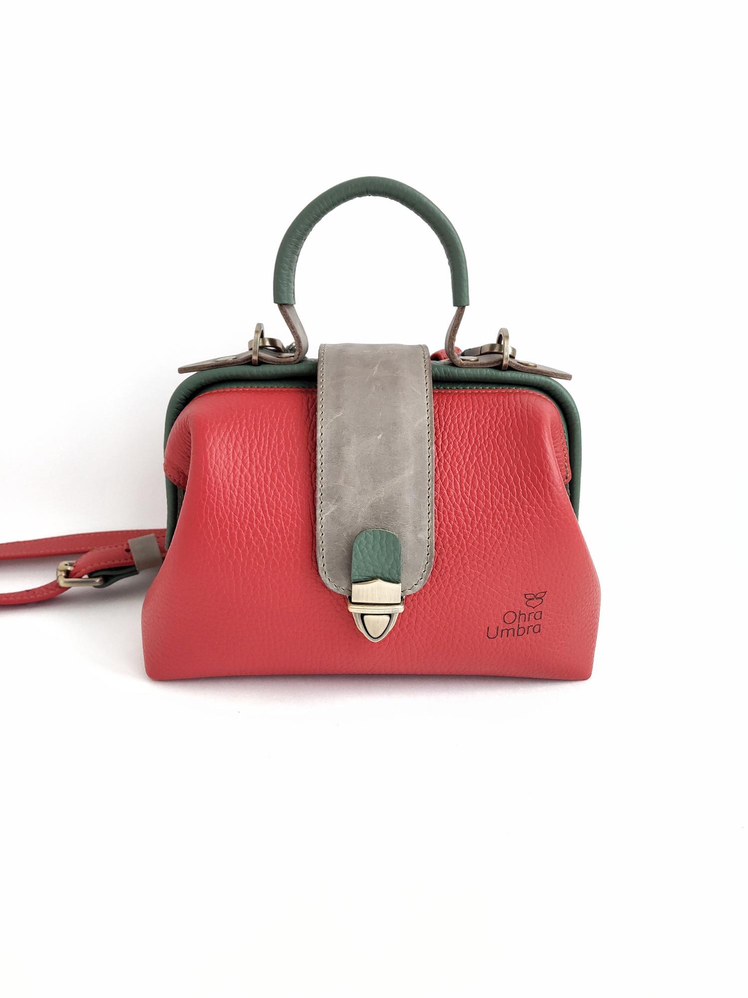 Саквояж ЛИМОЖ томат + нефрит + серый мрамор