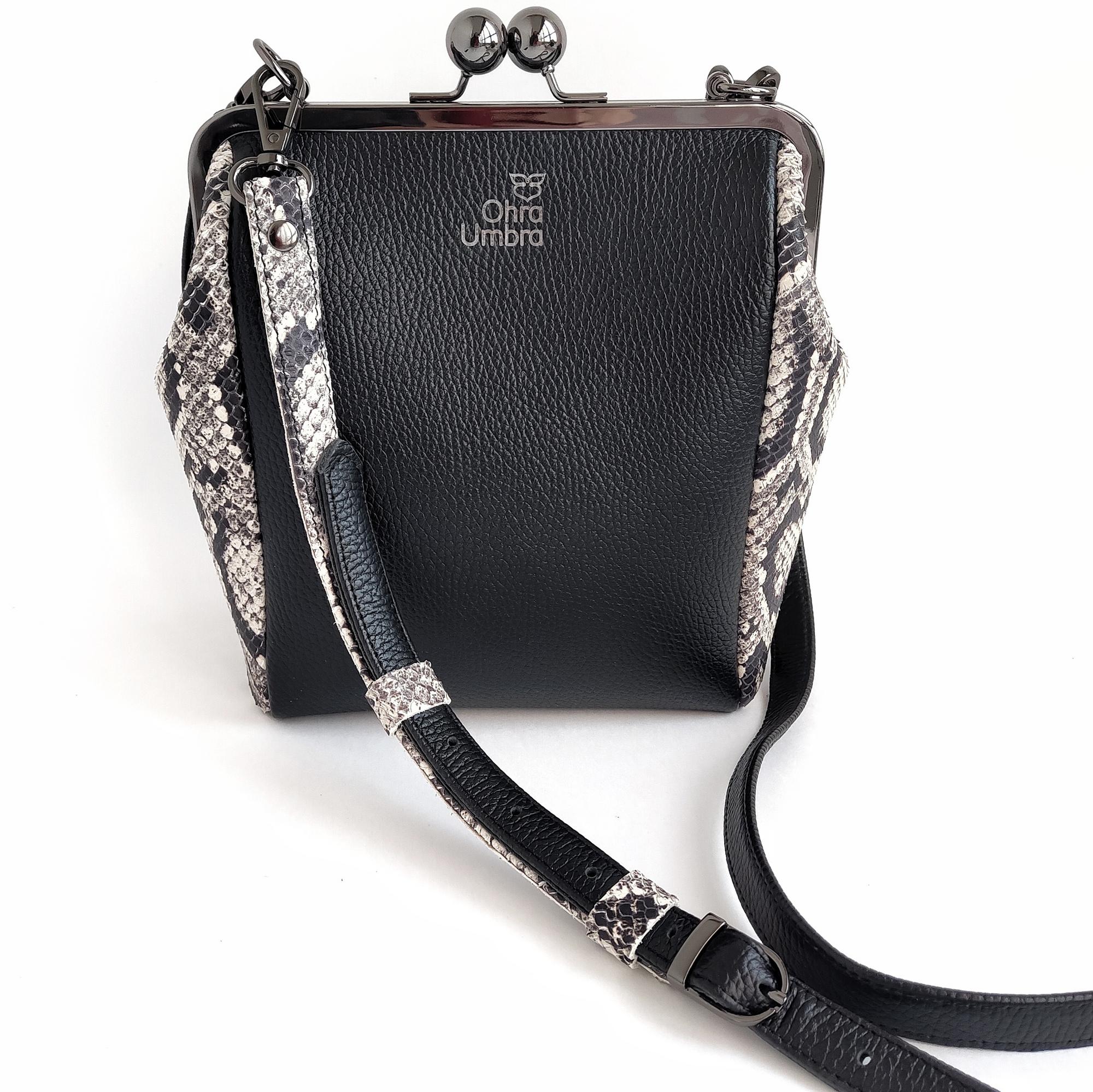 Сумка РОШЕ чёрный + питон чб