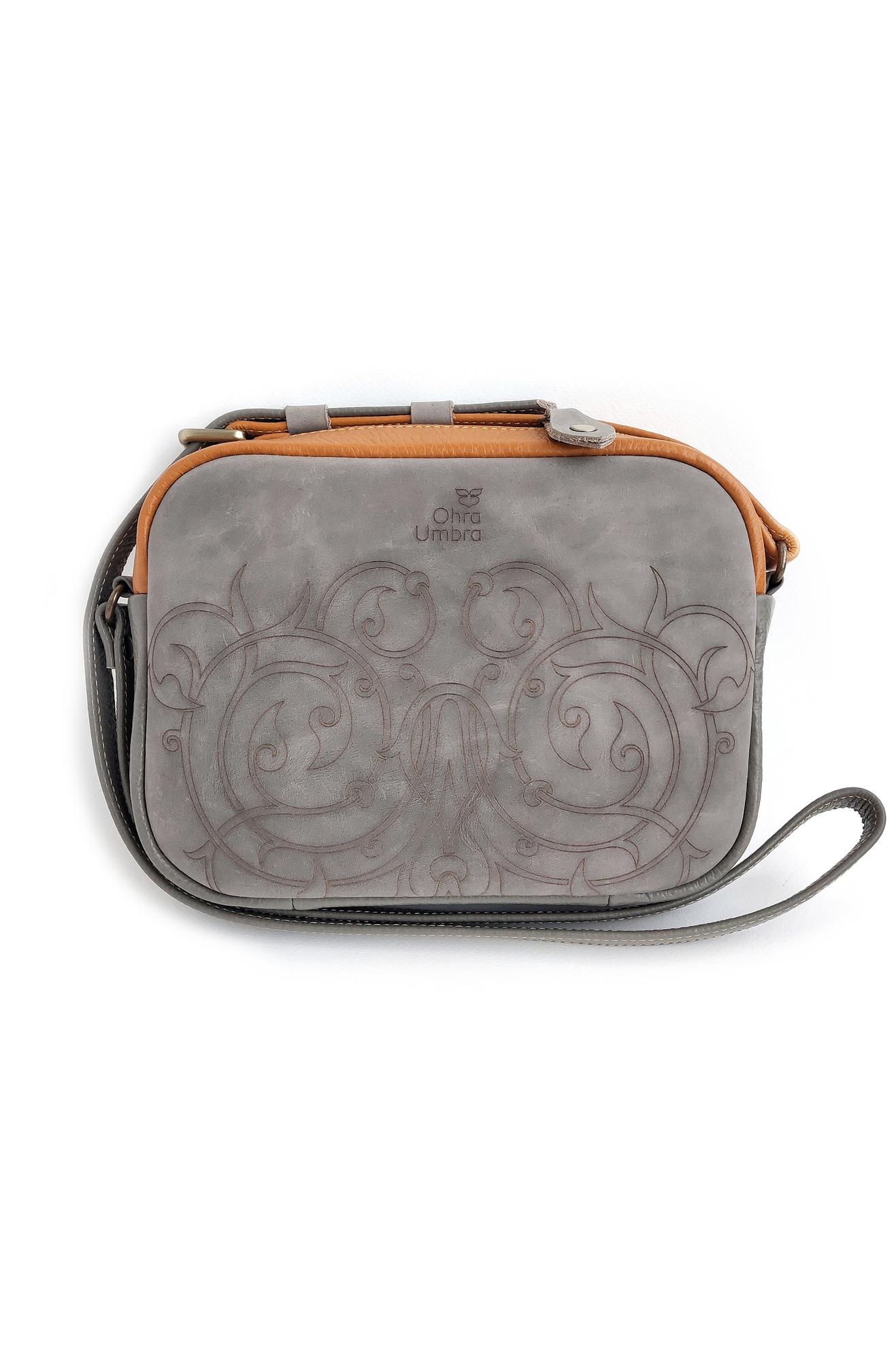 Сумка ФЛОРЕНЦИЯ серый мрамор + тыква + серый слон