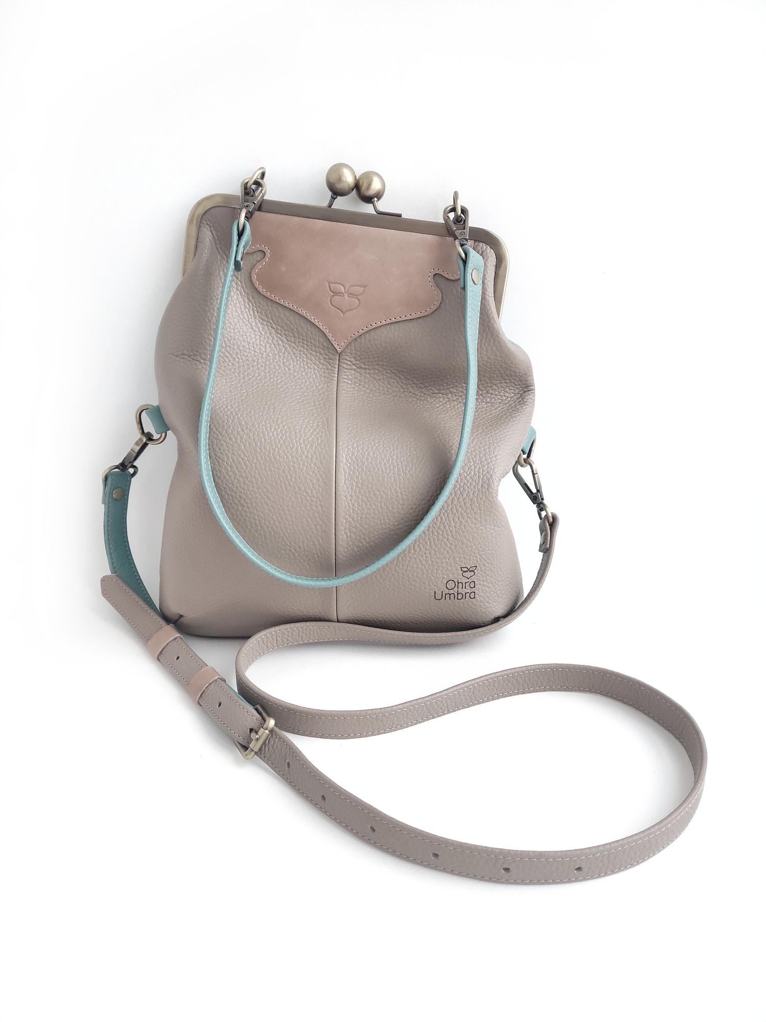 Сумка ДИЖОН лён + пыльная мята + персиковая косточка