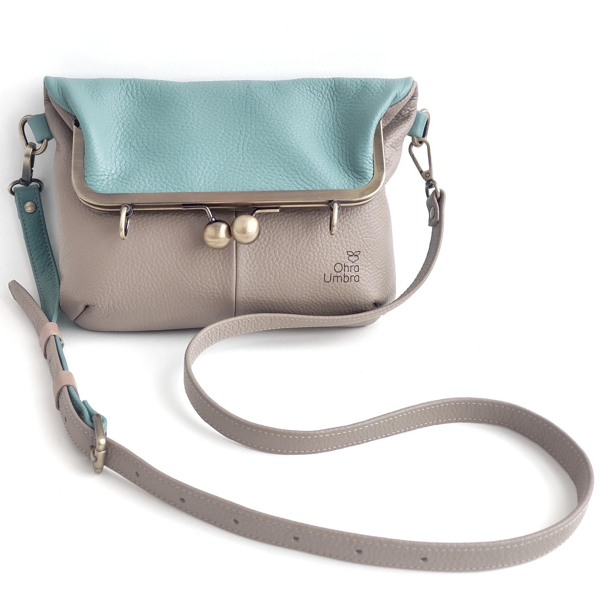 Сумка ДИЖОН лён + пыльная мята + персиковая косточка