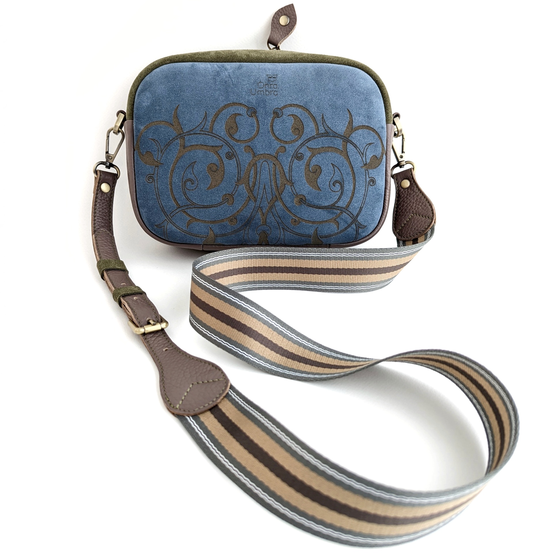 Сумка ФЛОРЕНЦИЯ джинсовый + зеленый мох + капучино