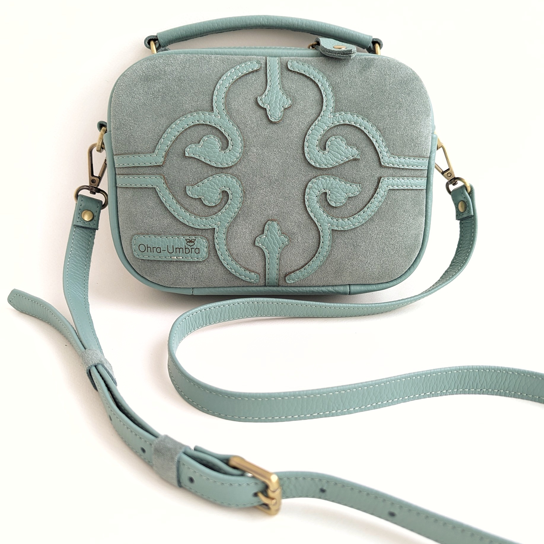 Сумка ТОСКАНА пыльно-мятная (зернистая + ворсовая)