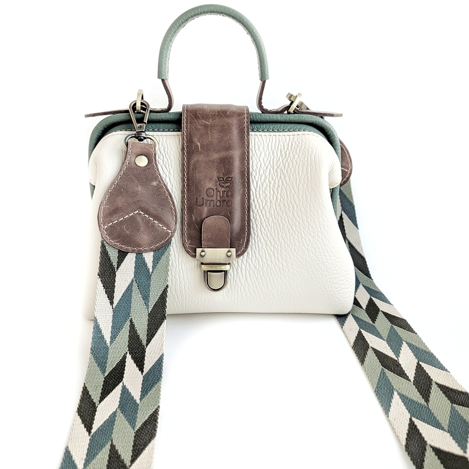 Саквояж ЛИМОЖ молочный + нефрит + табак