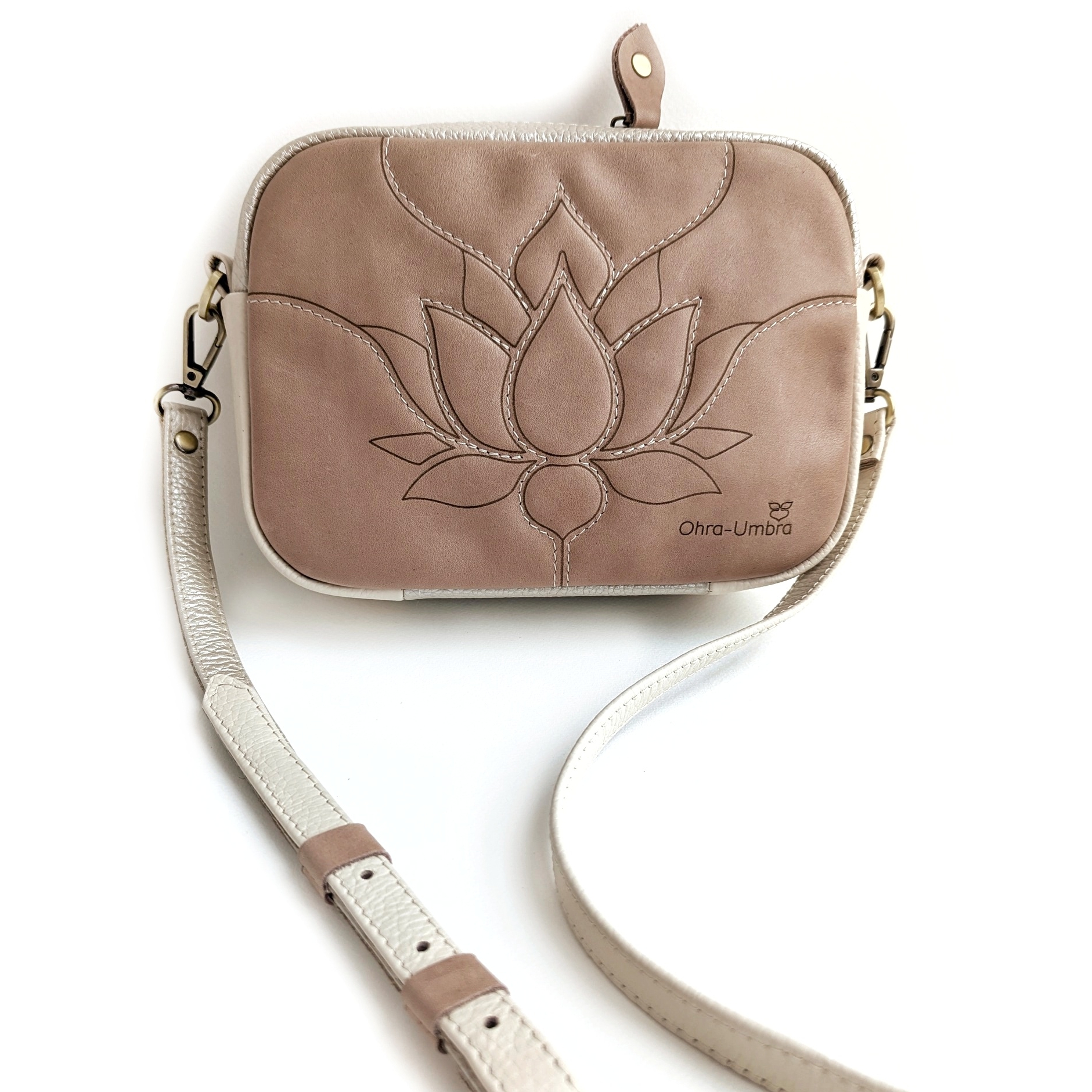 Сумка СИНГАПУР персиковая косточка + серебро + молоко