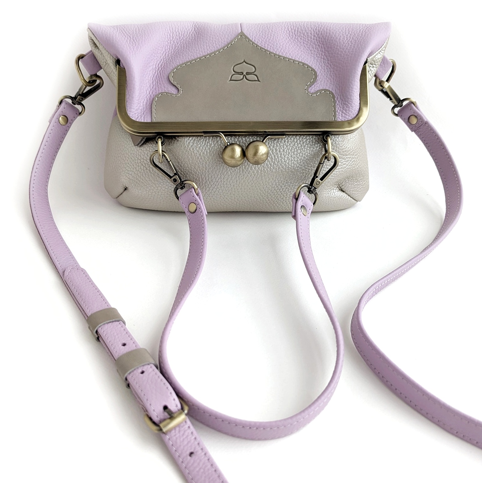 Сумка ДИЖОН лаванда + серебро + дым