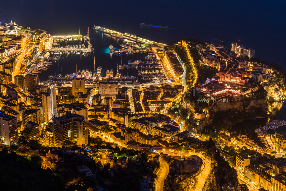 Port Hercules from La Turbie at night / Monaco / 2017