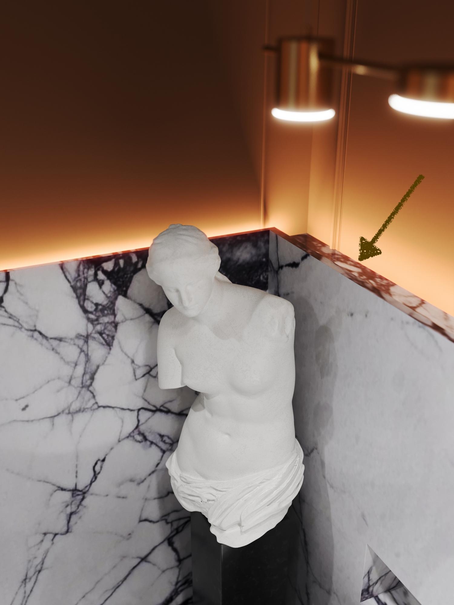 Узел подсветки ниши-полки из мрамора