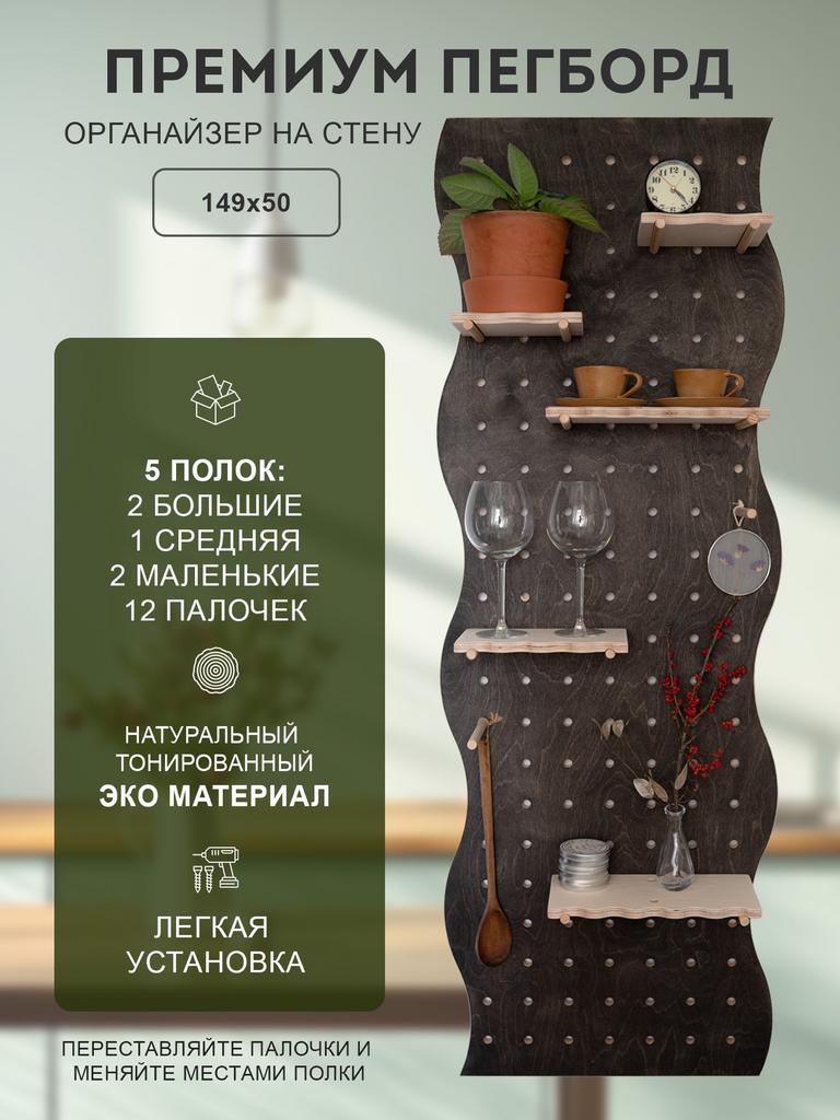 Пегборд Волна Black 149x50