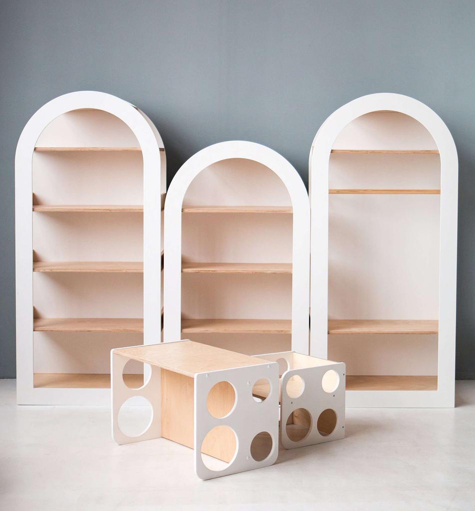 Сет "Арочный шкаф + 2 стеллажа + столик + стулик"