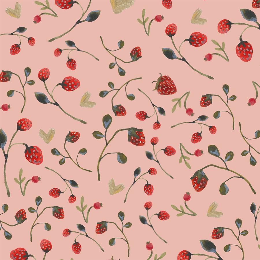 Ткань «Клубничная полянка»  / розовый