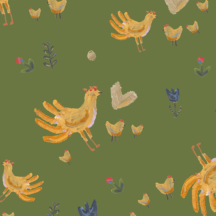 Ткань «Мама Курица»  / зеленый