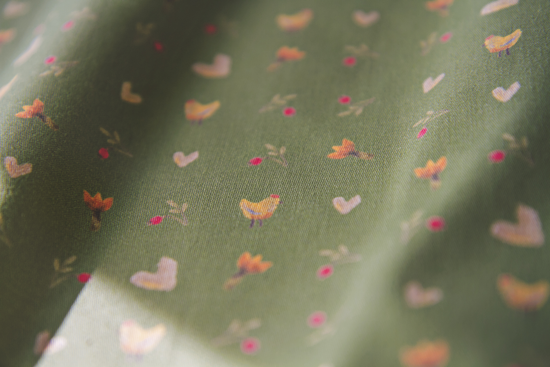 Ткань-компаньон паттерна «Мама Курица»  / зеленый