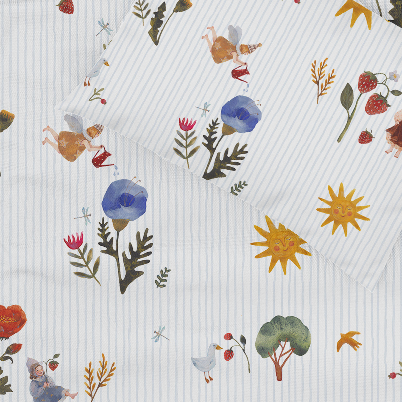 Сатин "Ярким летом" / белый