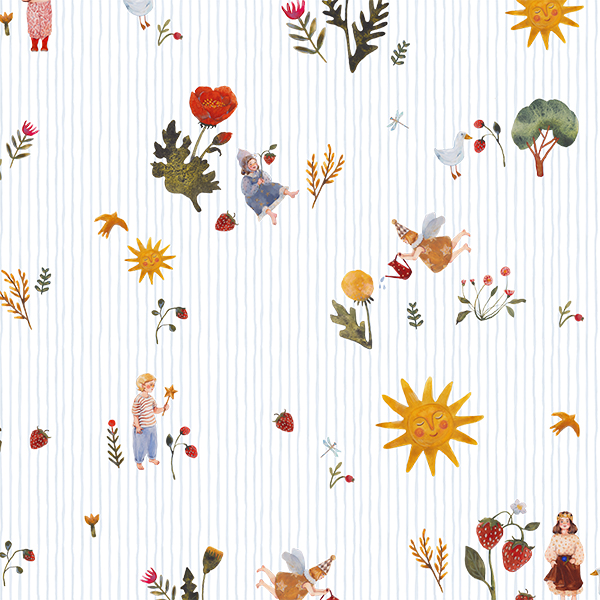 Сатин "Ярким летом" / белый