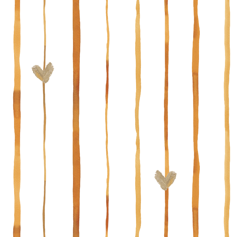 Сатин "Cолнечная полоска и горсть сердец" / белый