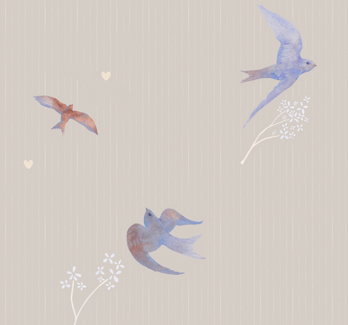 Сатин "Cтрижи кружат" / деликатно-серый