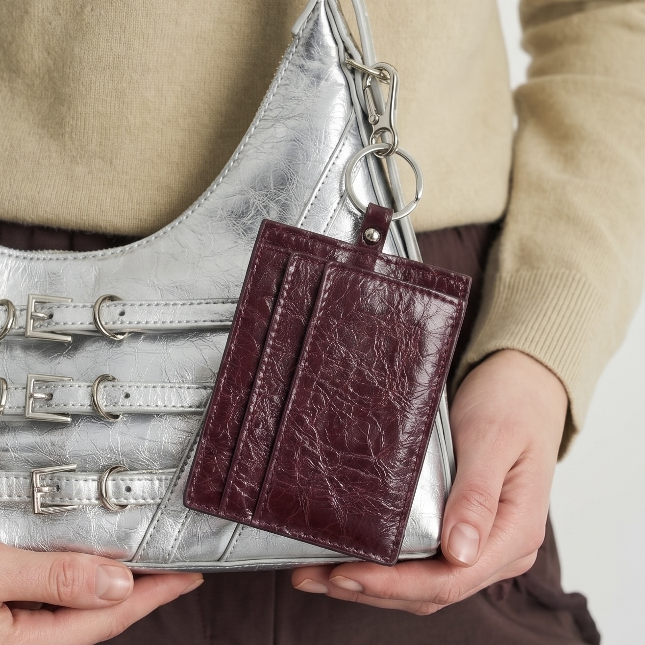 Картхолтер кожаный бургунди