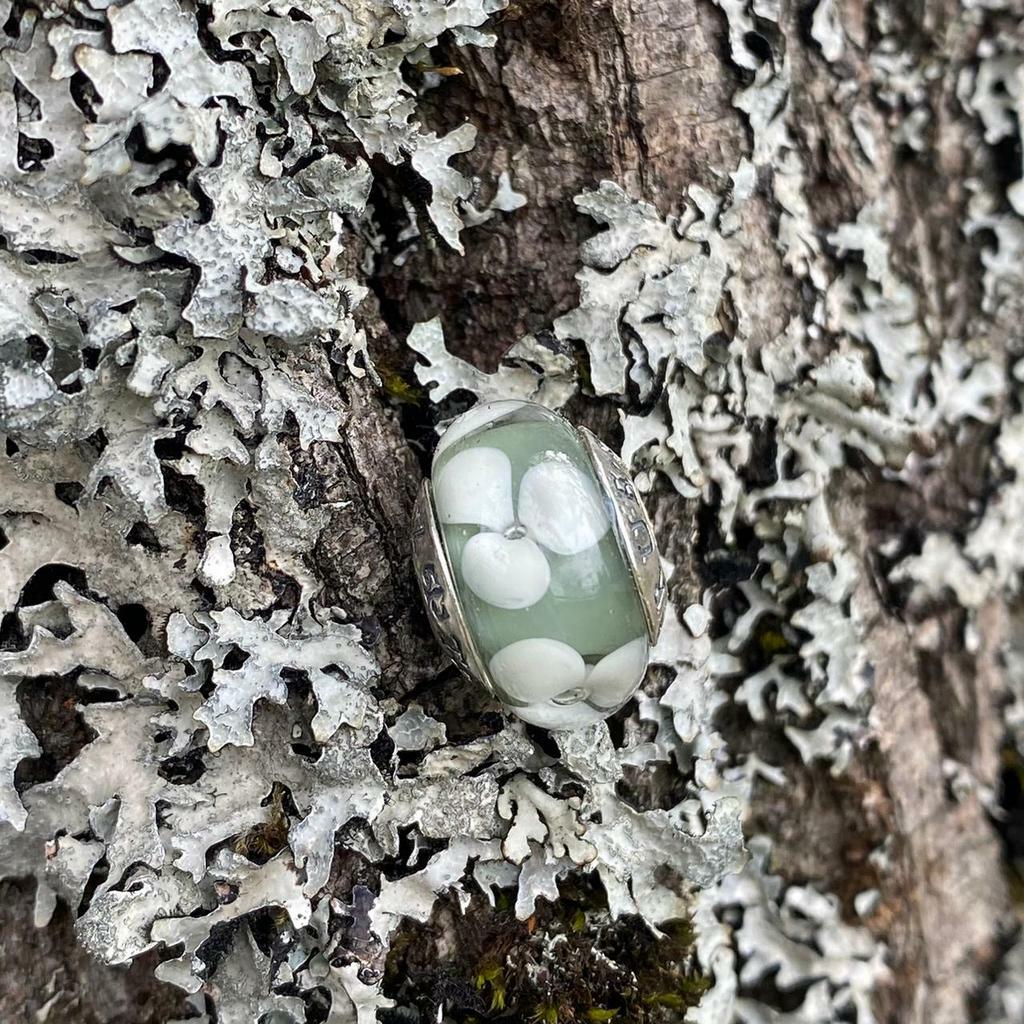Ivory on sage green blossom BEAD