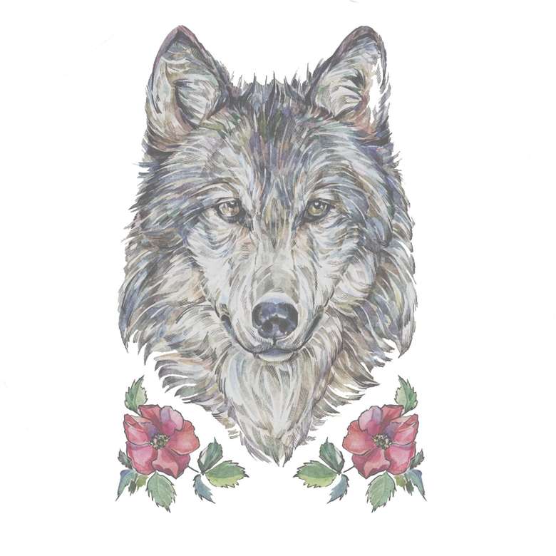 рисунок волка акварелью - мужская футболка