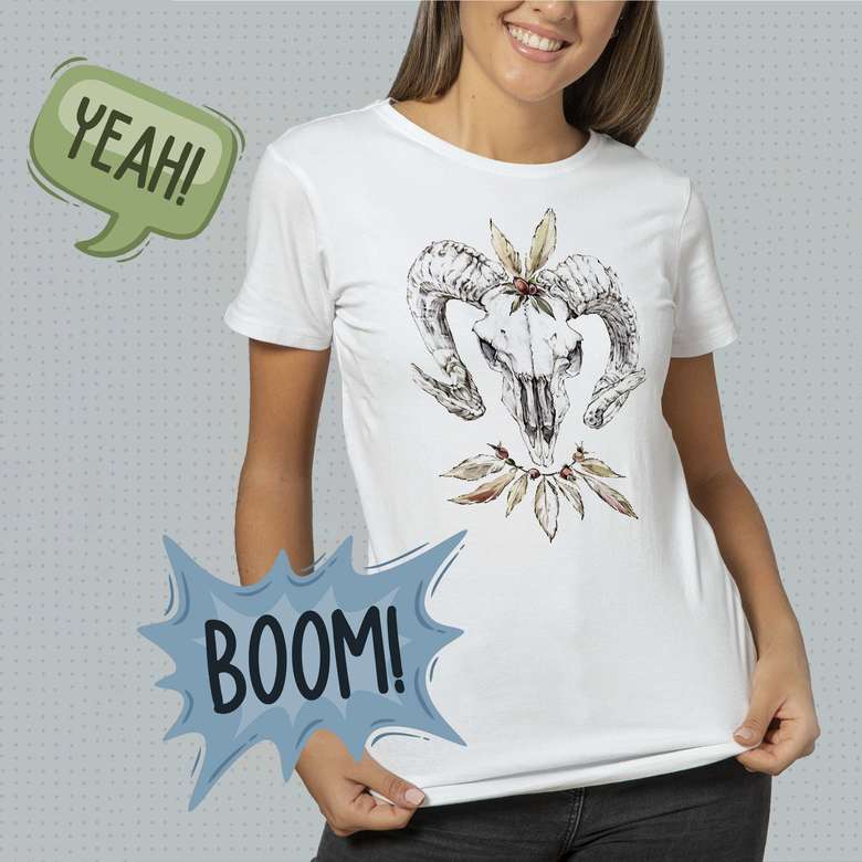 Футболка с акварельным принтом "Череп"