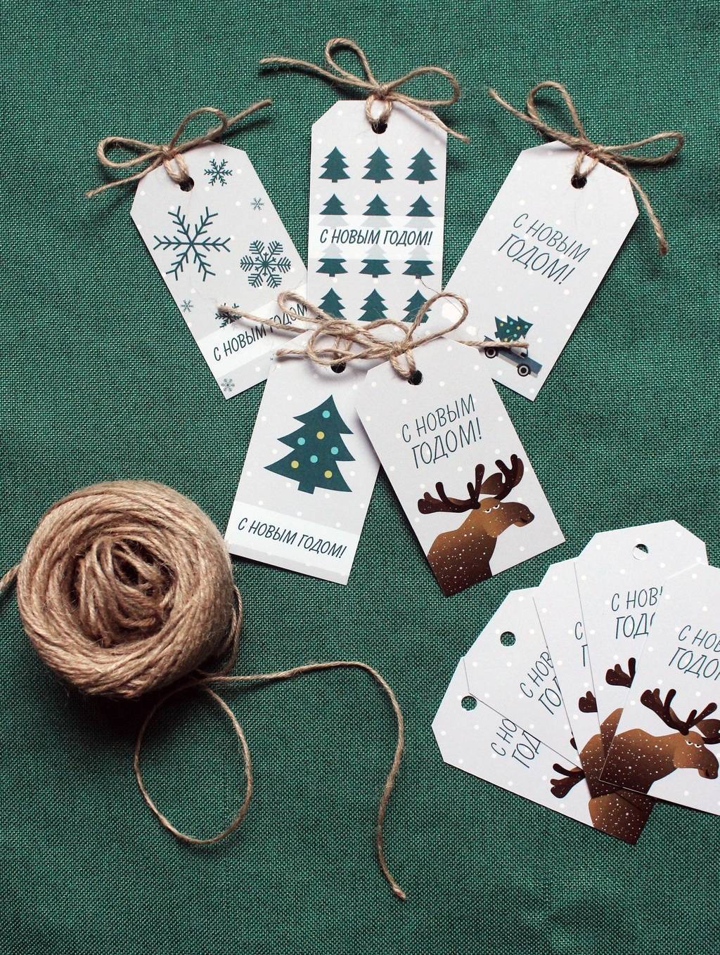 новогодние бирки для подарков набор