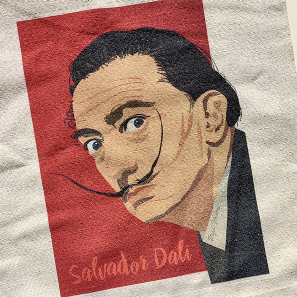 Сумка через плечо тканевая с принтом Сальвадор Дали