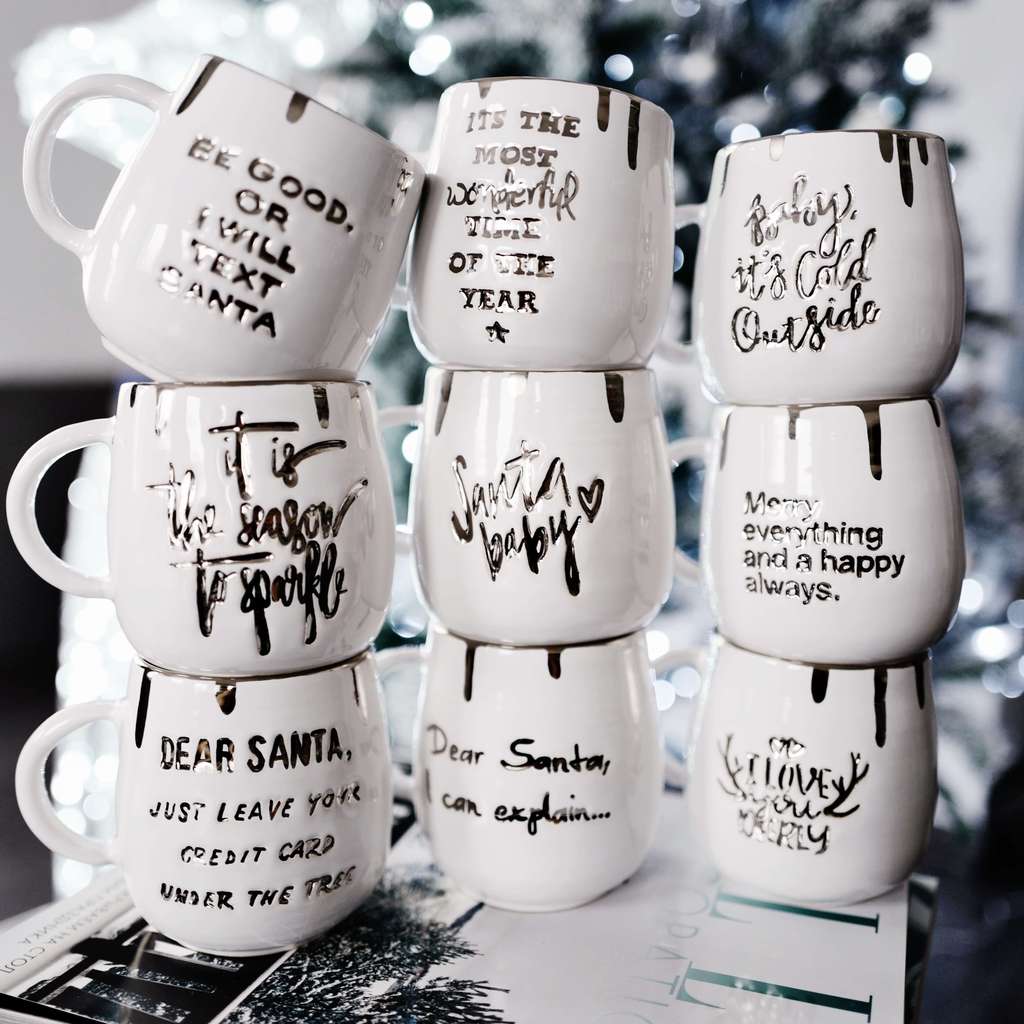 Кружка "Новогодняя" с платиновой английской каллиграфической надписью