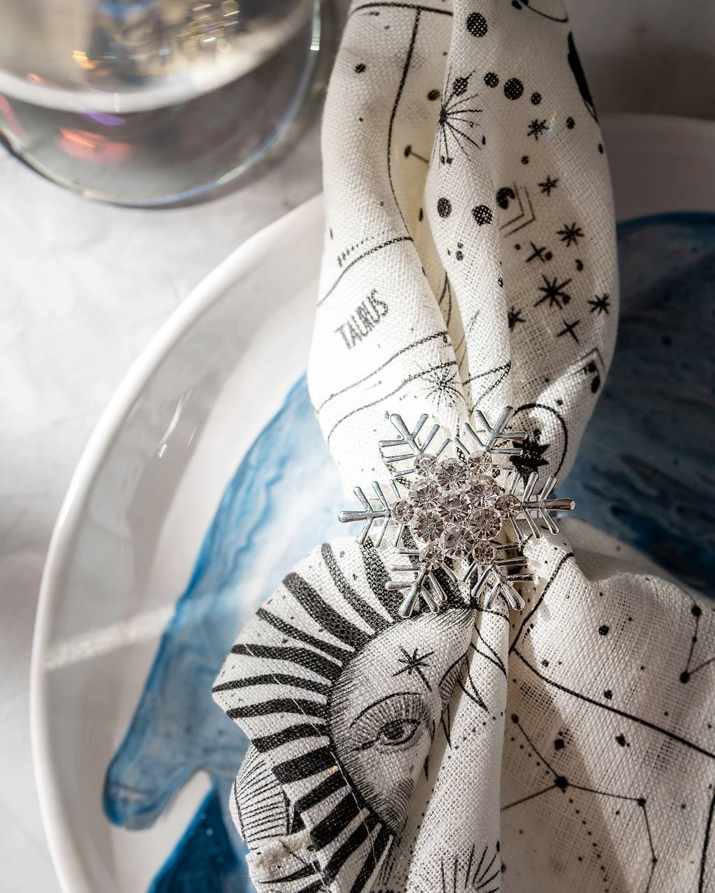 Кольцо для салфеток "Снежинка" серебристое