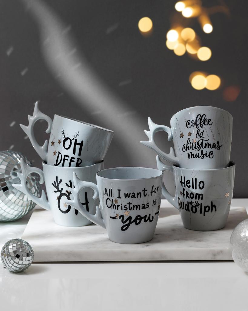 Кружка "Рог" серая с новогодней надписью